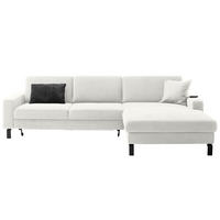 ECKSOFA in Cord Weiss  - Weiss/Schwarz, Design, Textil/Metall (298/185cm) - Pure Home Lifestyle