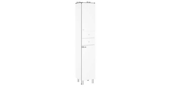 HOCHSCHRANK 35/186/33 cm  - Silberfarben/Weiß, KONVENTIONELL, Holz/Holzwerkstoff (35/186/33cm) - Xora