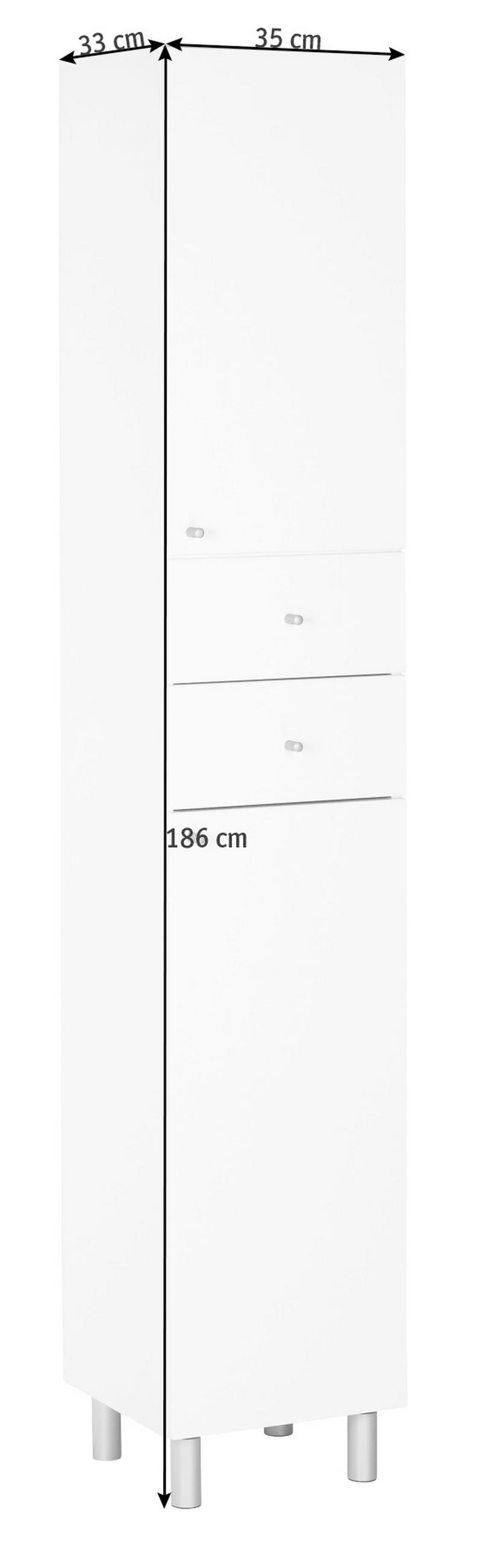 VISOKI ORMAR  bela  - bela visoki sjaj/bela, Konvencionalno, metal/drvo (35/186/33cm) - Xora