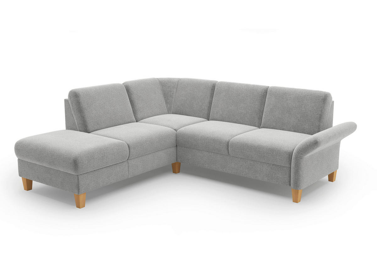 ECKSOFA ROCHELLE E Hellgrau Flachgewebe  - Eichefarben/Hellgrau, KONVENTIONELL, Holz/Textil (216/240cm) - Sit & More