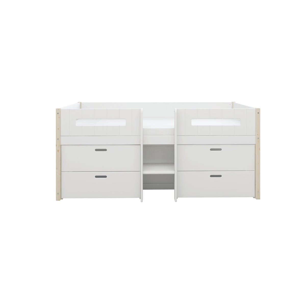 HOCHBETT 90/200 cm,  in Absturzsicherung, Rollrost, Bettschublade  - Weiß/Kieferfarben, MODERN, Holz (90/200cm) - Chameo