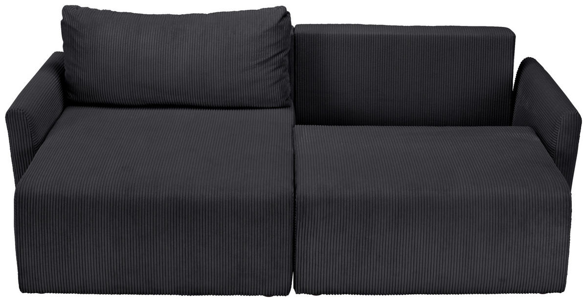 ECKSOFA in Cord Anthrazit  - Anthrazit/Schwarz, Konventionell, Kunststoff/Textil (228/146cm) - MID.YOU