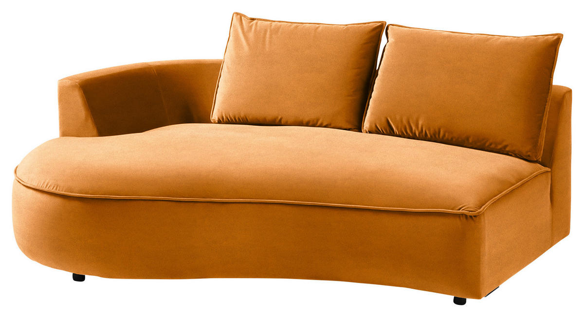BIGSOFA Samt Rostfarben  - Rostfarben/Schwarz, Design, Kunststoff/Textil (322/66/154cm) - home24