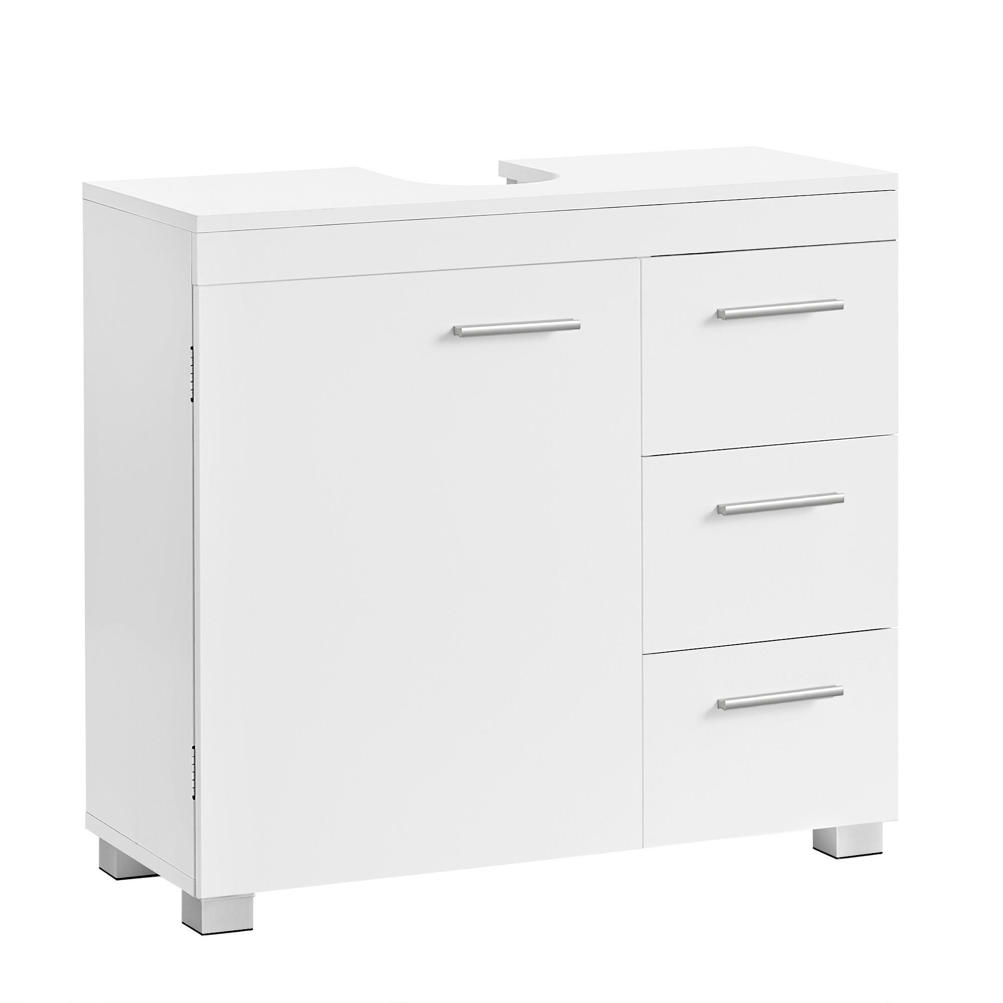 WASCHBECKENUNTERSCHRANK 70/64/30 cm  - Silberfarben/Weiß, Trend, Holzwerkstoff/Kunststoff (70/64/30cm) - MID.YOU