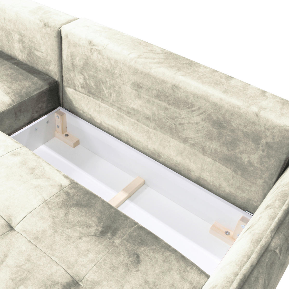 ECKSOFA in Velours Creme  196/264 cm  - Goldfarben/Creme, Design, Textil/Metall (196/264cm) - MID.YOU