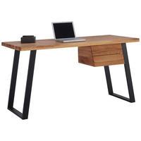 PISALNA MIZA les, kovina črna, barve hrasta  - črna/barve hrasta, Trendi, kovina/les (145/65/75cm) - Landscape