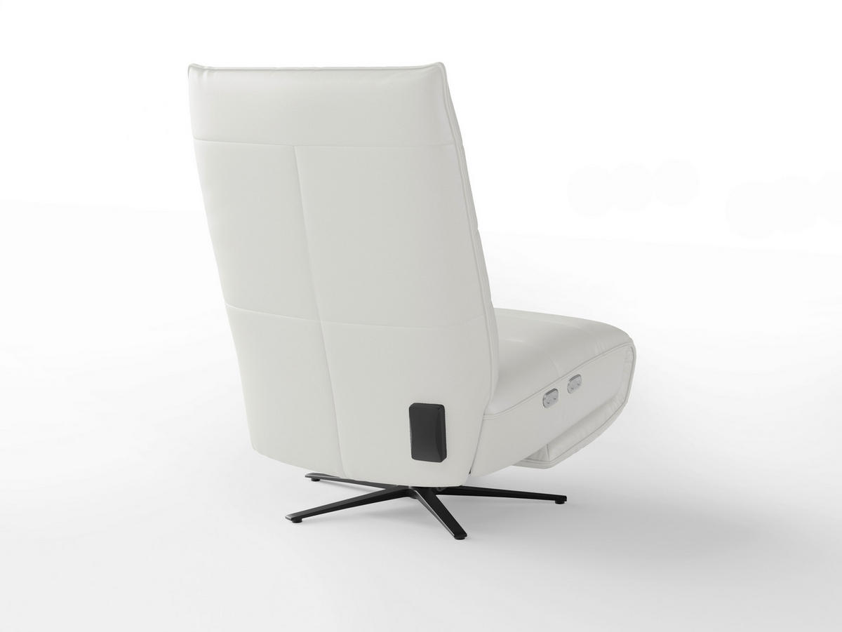 RELAXSESSEL in Leder Weiß  - Schwarz/Weiß, Basics, Leder/Metall (80/109/98cm) - Sit & More