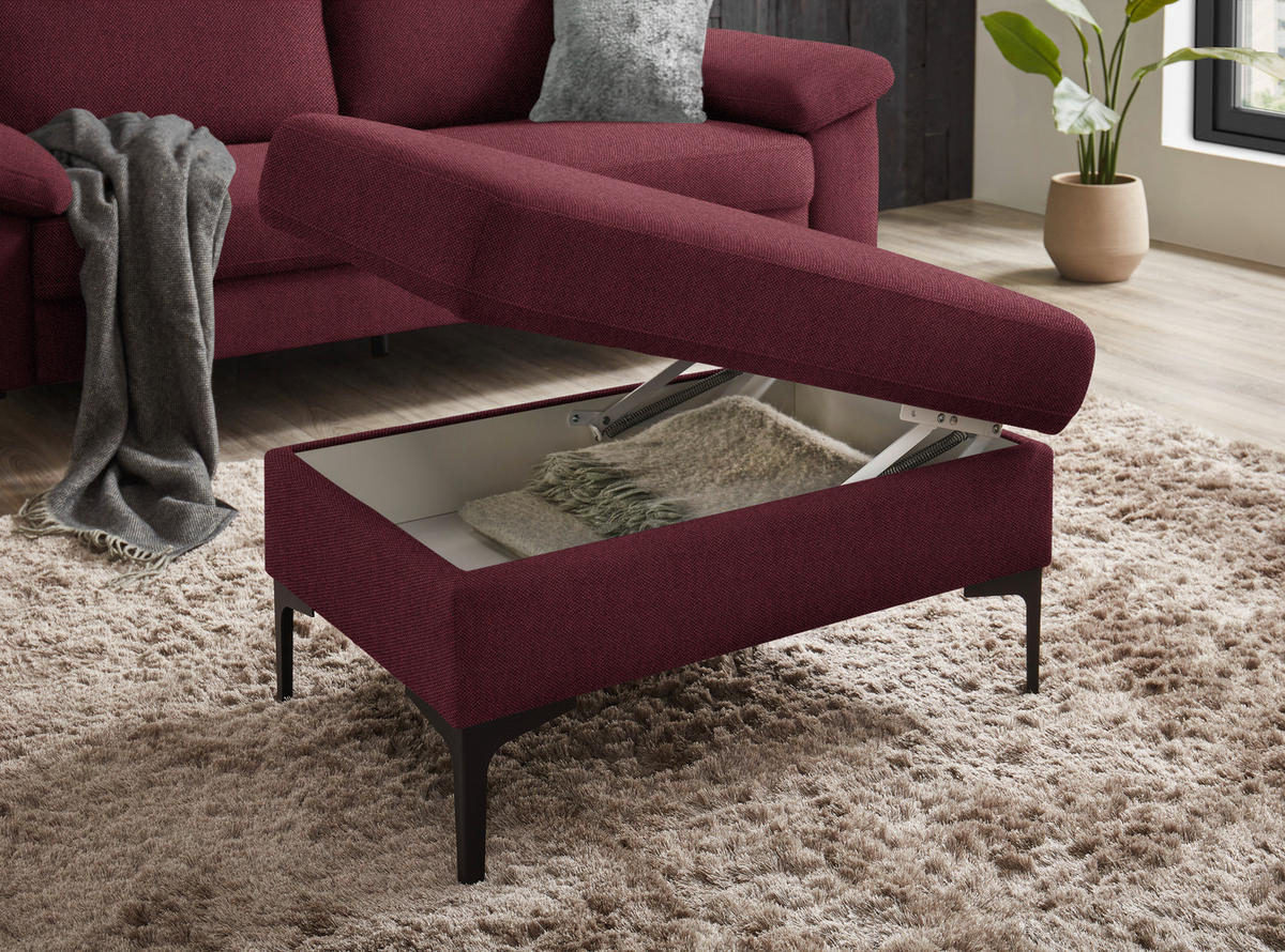 2,5-SITZER in Flachgewebe Rot  - Rot/Schwarz, Design, Textil/Metall (206/86/97cm) - Pure Home Lifestyle