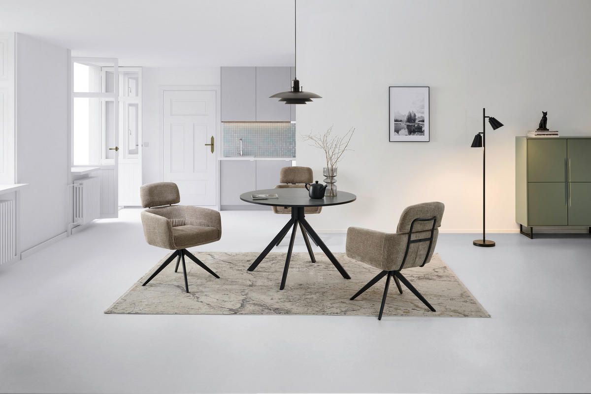 Masă din metal, material pe bază de lemn,   - negru/gri, Konventionell, metal/material pe bază de lemn (110/76/110cm) - MID.YOU