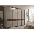 SCHWEBETÜRENSCHRANK 330/236/67 cm 4-türig Schieferfarben, Graubraun  - Schieferfarben/Graubraun, KONVENTIONELL, Glas/Holzwerkstoff (330/236/67cm) - Novel