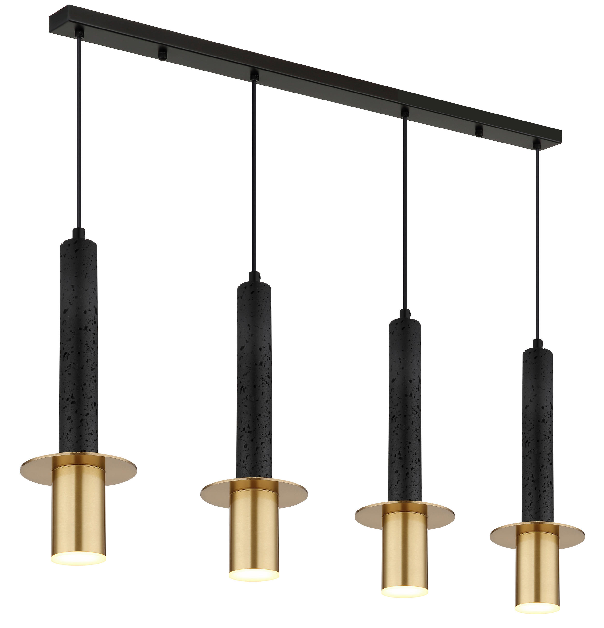 HÄNGELEUCHTE Shanna 87/12/130 cm  - Messingfarben/Schwarz, Design, Kunststoff/Stein (87/12/130cm) - Globo