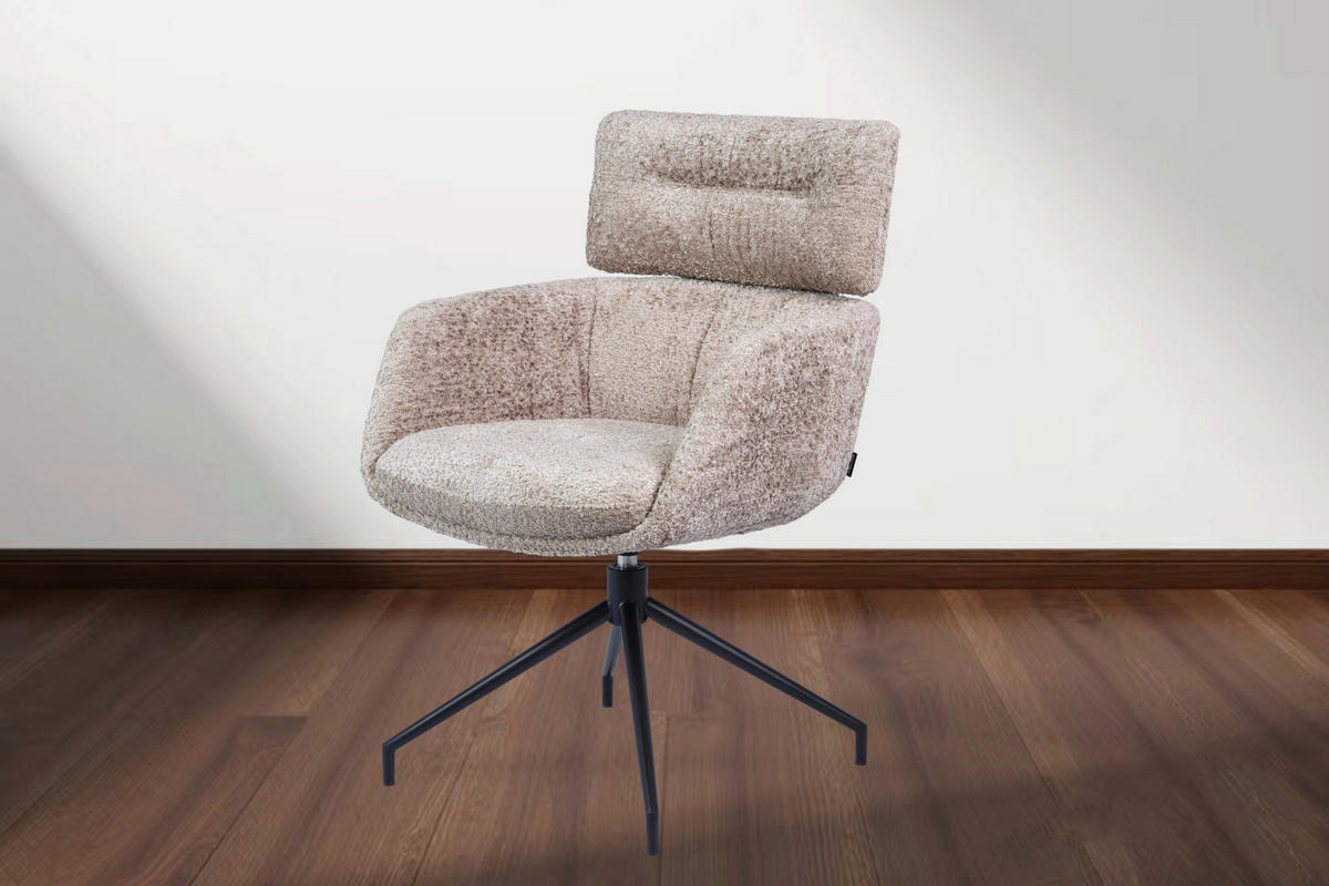 ARMLEHNSTUHL  Wippfunktion, Sitzfläche 360° drehbar Webstoff  Schwarz, Beige  - Beige/Schwarz, Design, Textil/Metall (62/92/66cm) - Dieter Knoll