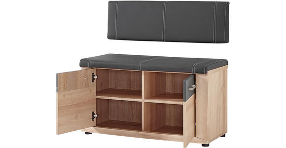 GARDEROBENBANK 90/45/42 cm - Dunkelgrau/Buchefarben, KONVENTIONELL, Holzwerkstoff/Textil (90/45/42cm) - Voleo