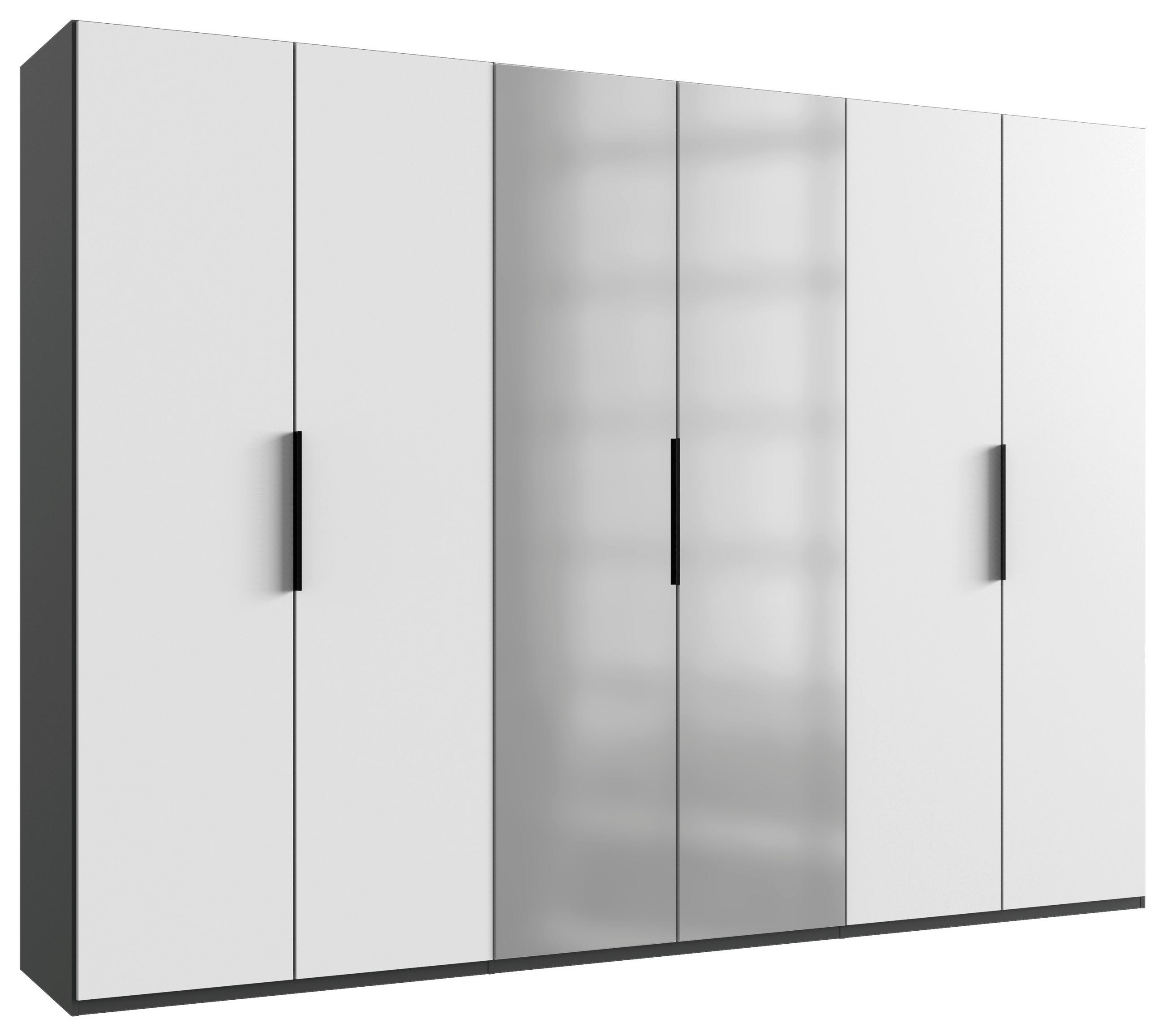 DREHTÜRENSCHRANK in Graphitfarben, Weiss  - Weiss/Schwarz, Konventionell, Holzwerkstoff/Metall (300/236/58cm) - Hom`in