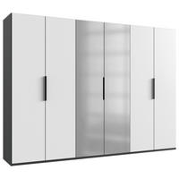 DREHTÜRENSCHRANK in Graphitfarben, Weiss  - Weiss/Schwarz, Konventionell, Holzwerkstoff/Metall (300/236/58cm) - Hom`in