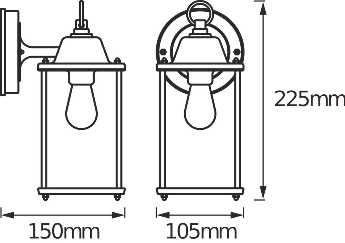 AUßENLEUCHTE 10,5/15/22,5 cm   - Schwarz, Basics, Metall (10,5/15/22,5cm) - Osram