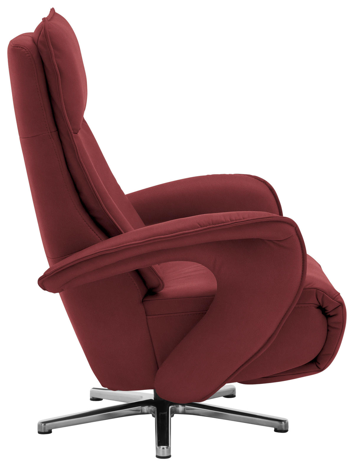 RELAXSESSEL in Leder Rot  - Chromfarben/Rot, Design, Leder/Metall (77/110/87cm) - Valdera
