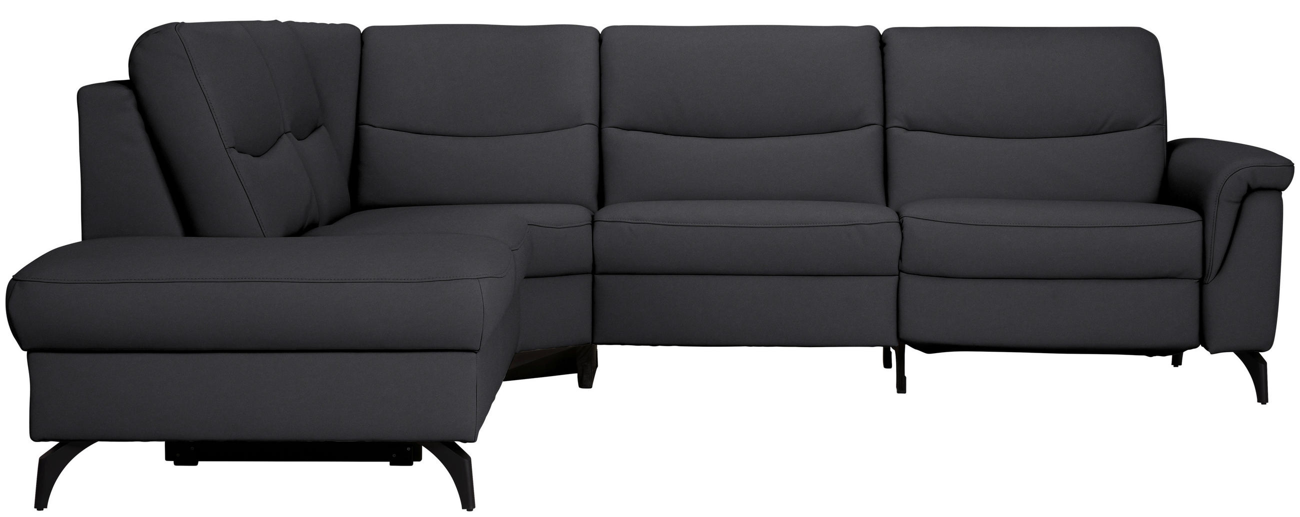 ECKSOFA  in Echtleder Schwarz  249/280 cm  - Anthrazit/Schwarz, Design, Leder/Metall (249/280cm) - Himolla Komfortklass