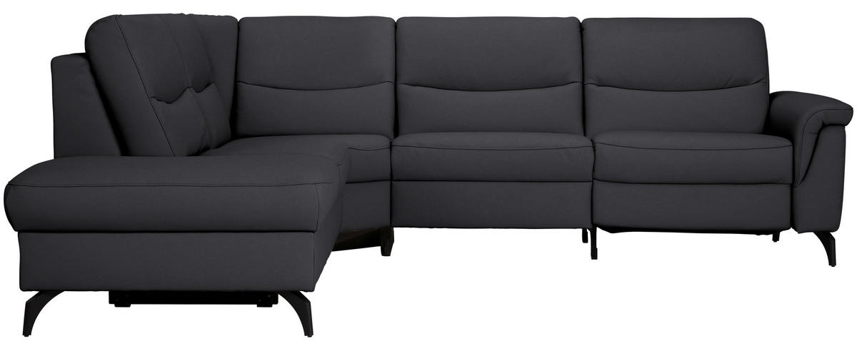 ECKSOFA  in Echtleder Schwarz  249/280 cm  - Anthrazit/Schwarz, Design, Leder/Metall (249/280cm) - Himolla Komfortklass