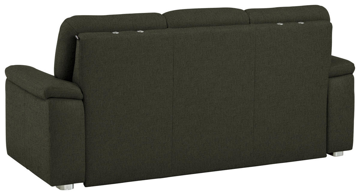 3-SITZER-SOFA Chenille Dunkelgrün  - Dunkelgrün/Alufarben, Konventionell, Textil/Metall (208/96/89cm) - Beldomo Comfort