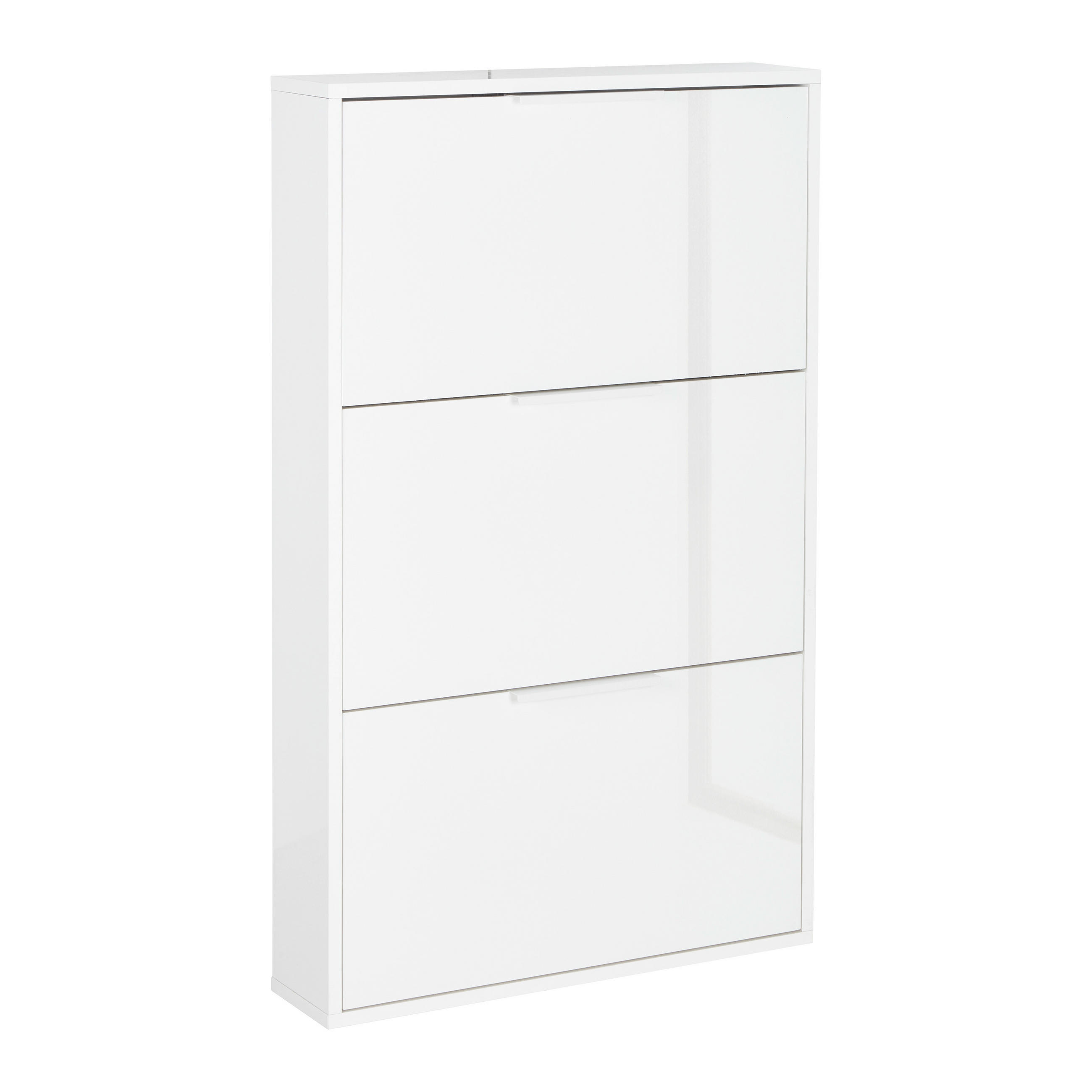 ORMARIĆ ZA OBUĆU  bijela visoki sjaj  drvni materijal     - bijela/bijela visoki sjaj, Design, drvni materijal (65/105,5/15cm) - Carryhome