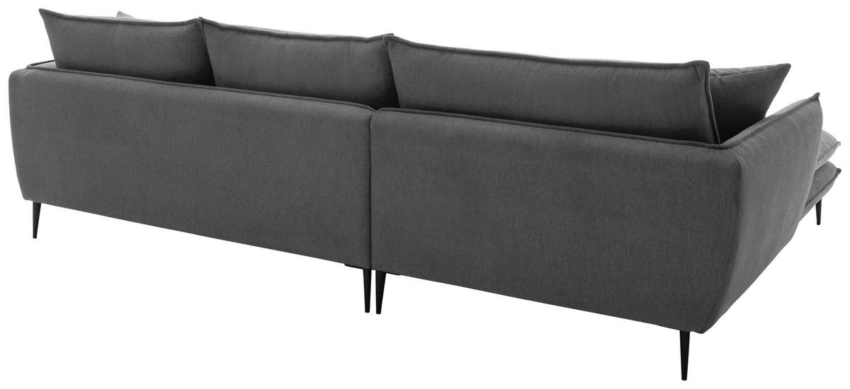ECKSOFA Taupe Webstoff  - Taupe/Schwarz, KONVENTIONELL, Textil/Metall (196/304cm) - Hom`in