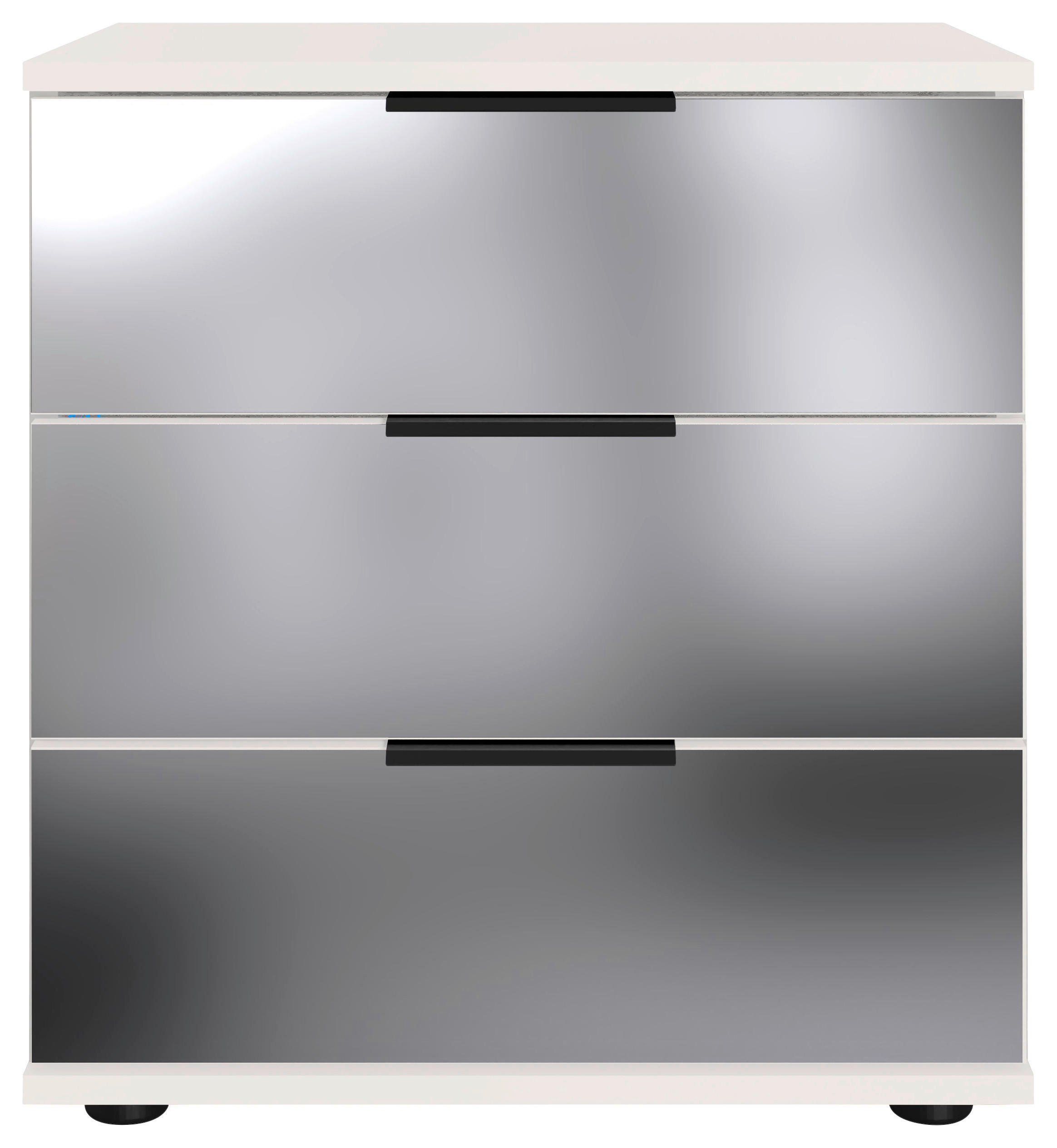 NACHTSCHRANK 52/58/38 cm  - Schwarz/Weiß, MODERN, Glas/Holzwerkstoff (52/58/38cm) - MID.YOU