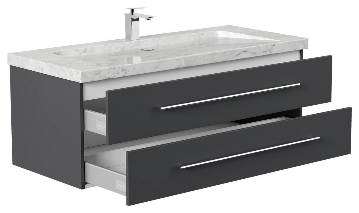 WASCHTISCHKOMBI 130 cm  - Graphitfarben, Basics, Holzwerkstoff/Stein (130cm) - MID.YOU