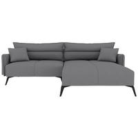 ECKSOFA in Cord Grau  253/180 cm  - Schwarz/Grau, KONVENTIONELL, Textil/Metall (253/180cm) - Carryhome