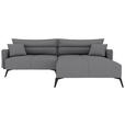 ECKSOFA in Cord Grau  253/180 cm  - Schwarz/Grau, KONVENTIONELL, Textil/Metall (253/180cm) - Carryhome