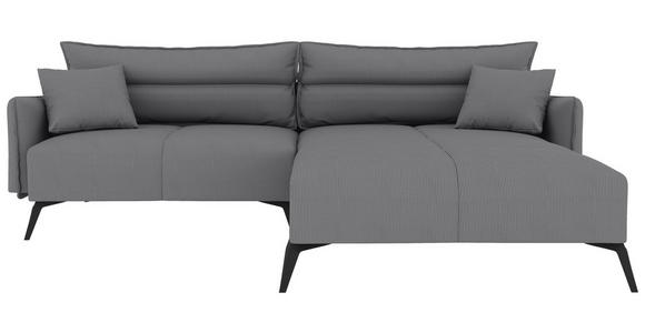 ECKSOFA in Cord Grau  253/180 cm  - Schwarz/Grau, KONVENTIONELL, Textil/Metall (253/180cm) - Carryhome