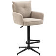 BARHOCKER Cord Creme, Beige Eisen Stoffauswahl, Sitzfläche 360° drehbar, inklusive Armlehnen  - Beige/Creme, Design, Textil/Metall (54/98-120/58cm) - Novel