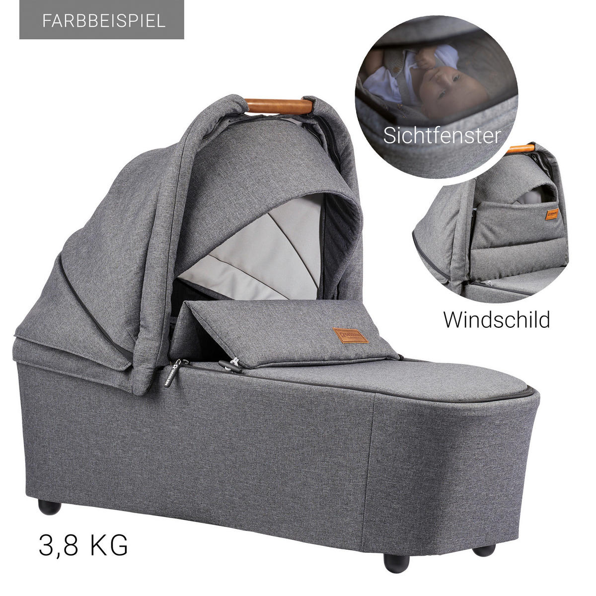 KINDERWAGENSET FX4 Life  - Silberfarben/Braun, Basics, Textil/Metall (57/129/100cm) - Gesslein