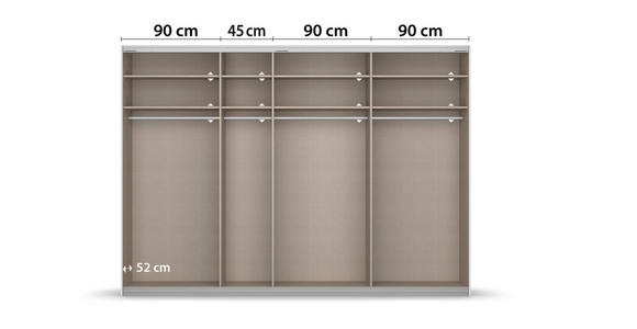 SCHWEBETÜRENSCHRANK 316/230/62 cm 4-türig  - Chromfarben/Weiß, Design, Holzwerkstoff/Metall (316/230/62cm) - Carryhome