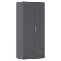 DREHTÜRENSCHRANK 91/210/54 cm,  in Grau, 2-türig  - Alufarben/Grau, KONVENTIONELL, Holzwerkstoff/Kunststoff (91/210/54cm) - home24