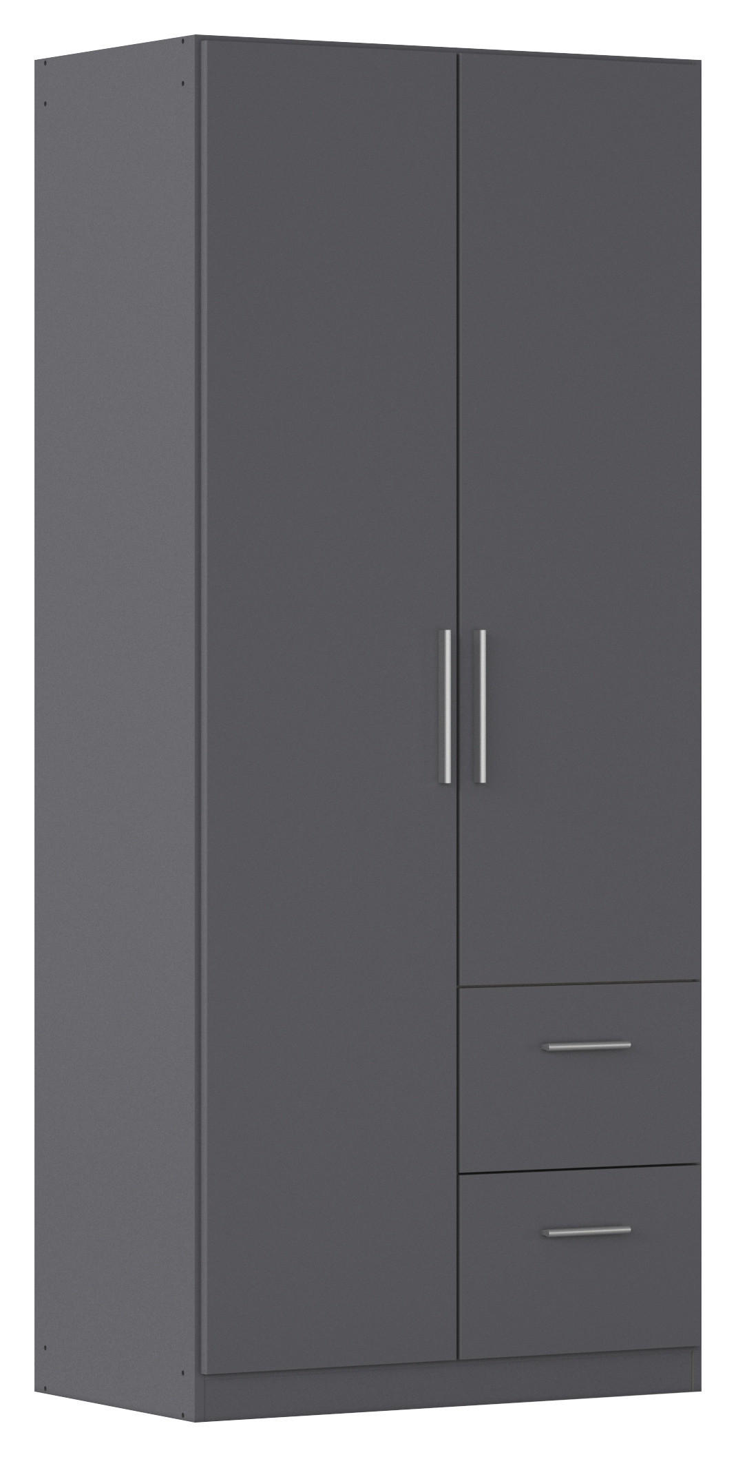 home24 Drehtürenschrank Grau 91x210x54 cm