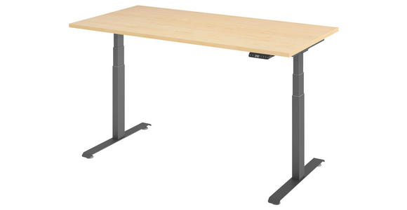 SCHREIBTISCH 160/80/64,5-129,5 cm Graphitfarben, Ahornfarben höhenverstellbar  - Ahornfarben/Graphitfarben, KONVENTIONELL, Holzwerkstoff/Metall (160/80/64,5-129,5cm) - Venda