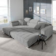 ECKSOFA in Mikrofaser Hellgrau  - Chromfarben/Hellgrau, Design, Textil/Metall (207/301cm) - Xora