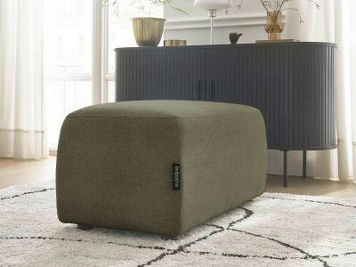 HOCKER ATILLA Flachgewebe Grün  - Schwarz/Grün, MODERN, Kunststoff/Textil (92/44/48cm)