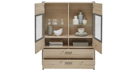 HIGHBOARD Eiche Artisan  - Eiche Artisan/Grau, Design, Glas/Holzwerkstoff (117/150/41cm) - Hom`in