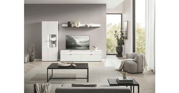 WOHNWAND  in Weiß  303/206/45 cm  - Schwarz/Weiß, Design, Glas/Keramik (303/206/45cm) - Dieter Knoll