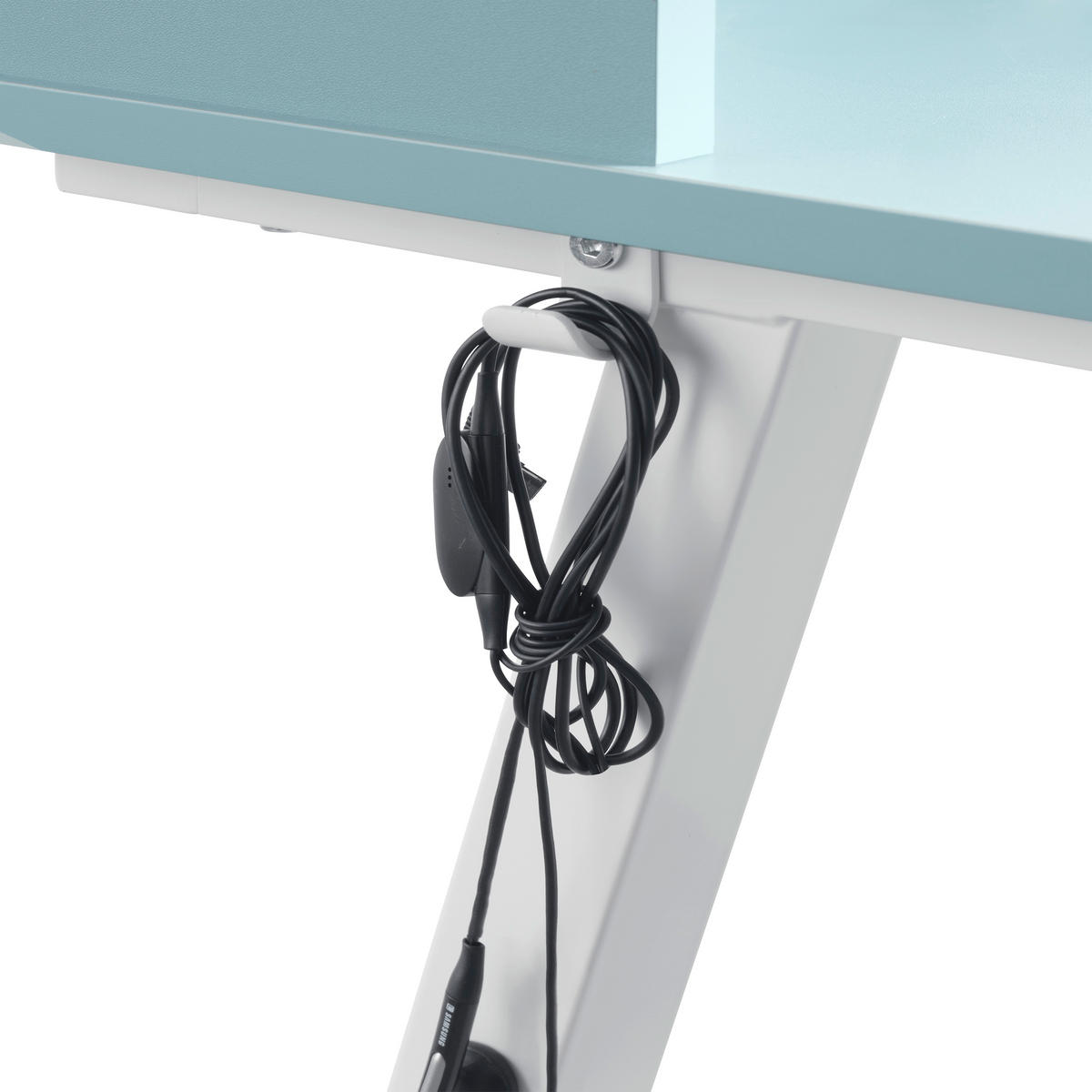 PISAĆI STOL  bijela, svijetlo plava  metal  - bijela/svijetlo plava, Moderno, drvni materijal/metal (80/54-85/60cm)
