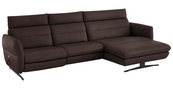 ECKSOFA in Echtleder Dunkelbraun  300/157 cm  - Dunkelbraun/Schwarz, Design, Leder/Metall (300/157cm) - Dieter Knoll