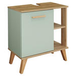 WASCHBECKENUNTERSCHRANK 60,5/65/33 cm - Eichefarben/Pastellgrün, Design, Holzwerkstoff (60,5/65/33cm) - Xora