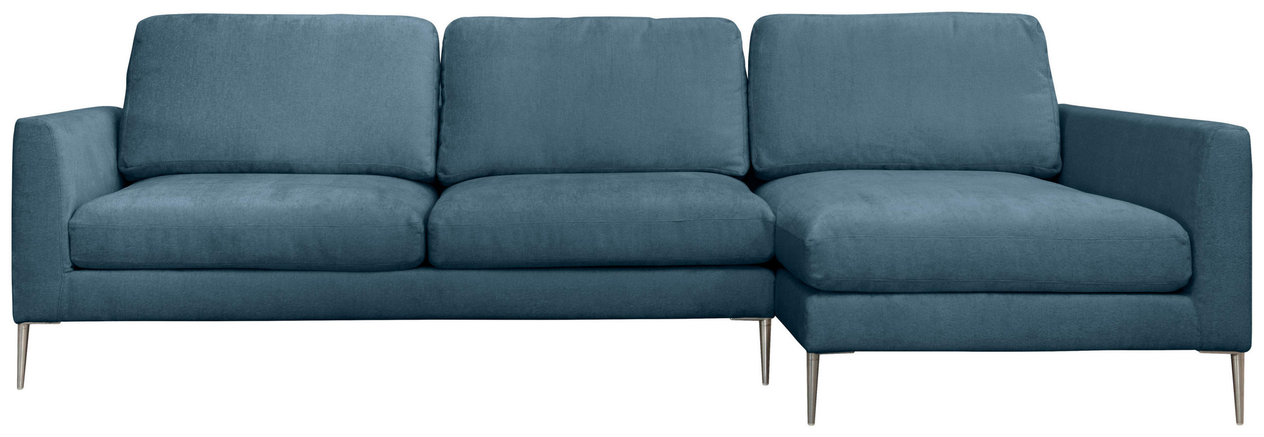 ECKSOFA Blau Chenille  - Blau/Silberfarben, KONVENTIONELL, Textil/Metall (284/143cm) - Carryhome