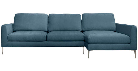 ECKSOFA Blau Chenille - Blau/Silberfarben, KONVENTIONELL, Textil/Metall (284/143cm) - Carryhome