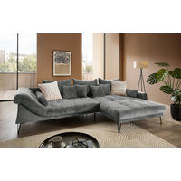 ECKSOFA GARDA Anthrazit Chenille Zierkissen, Rückenkissen, Nierenkissen, Rücken echt  - Anthrazit/Schwarz, KONVENTIONELL, Textil/Metall (310/192cm) - Livetastic