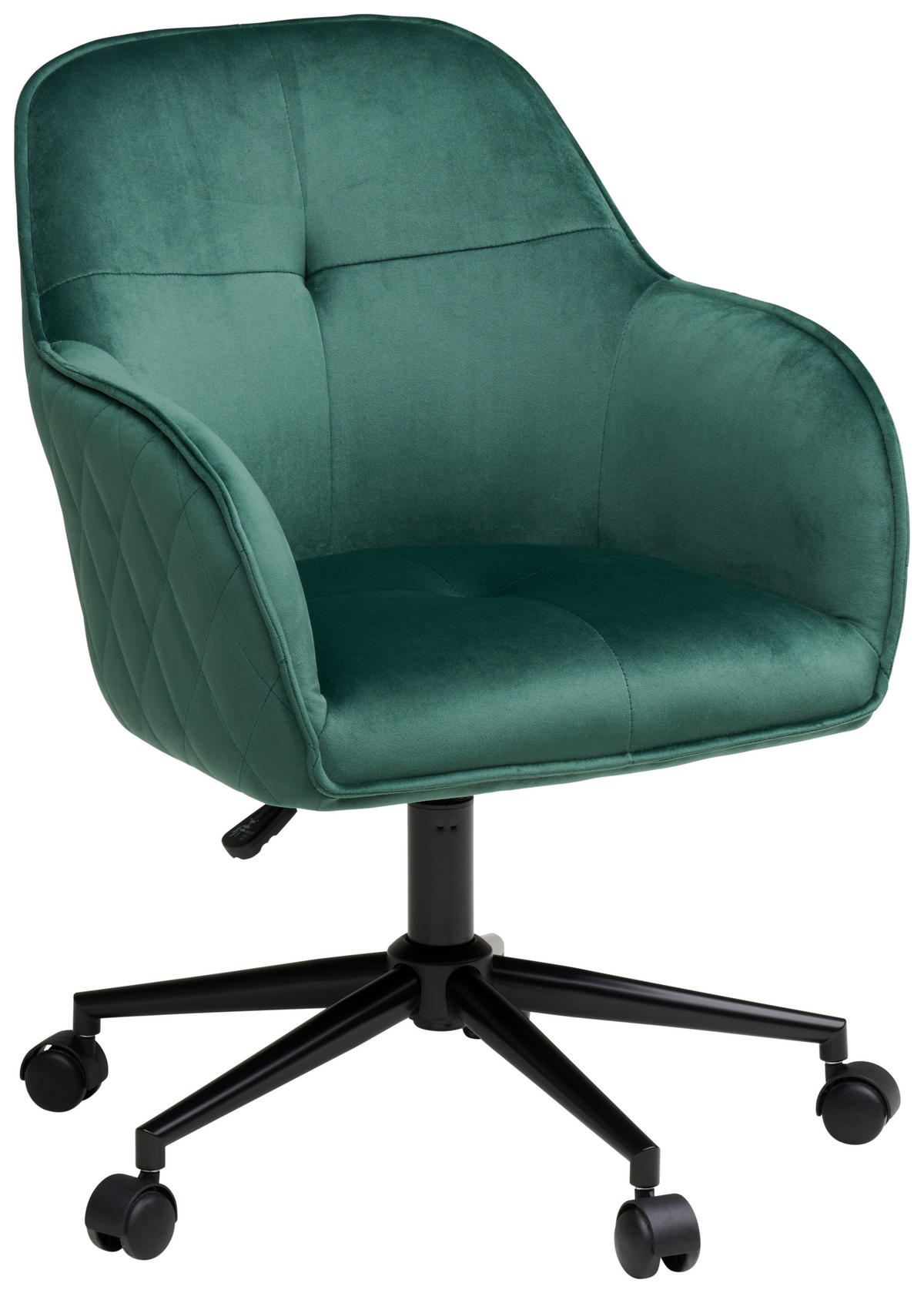 DREHSTUHL Samt Grün, Schwarz  - Schwarz/Grün, MODERN, Kunststoff/Textil (58/82/90/62cm) - MID.YOU