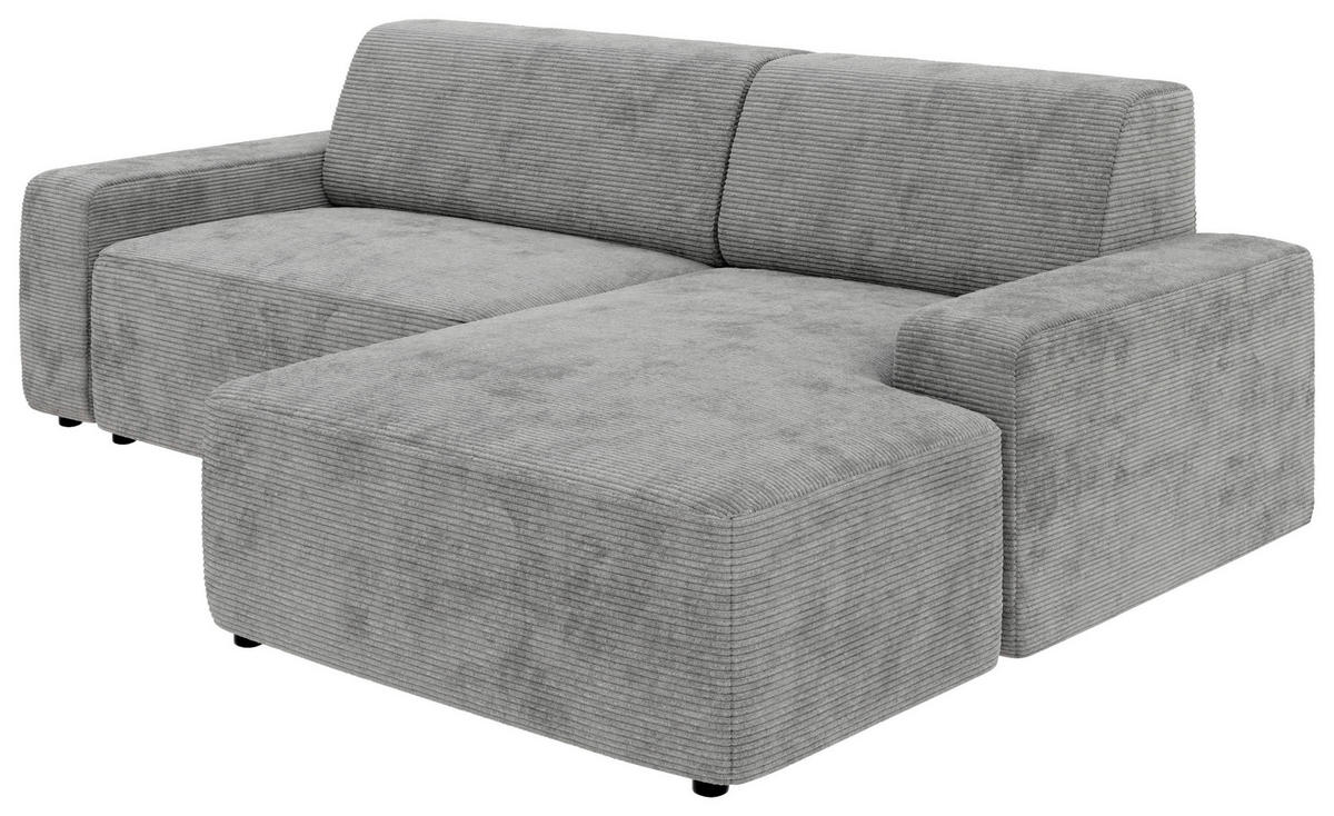 ECKSOFA in Cord Grau  - Schwarz/Grau, Modern, Kunststoff/Textil (246/162cm) - Trendmanufaktur