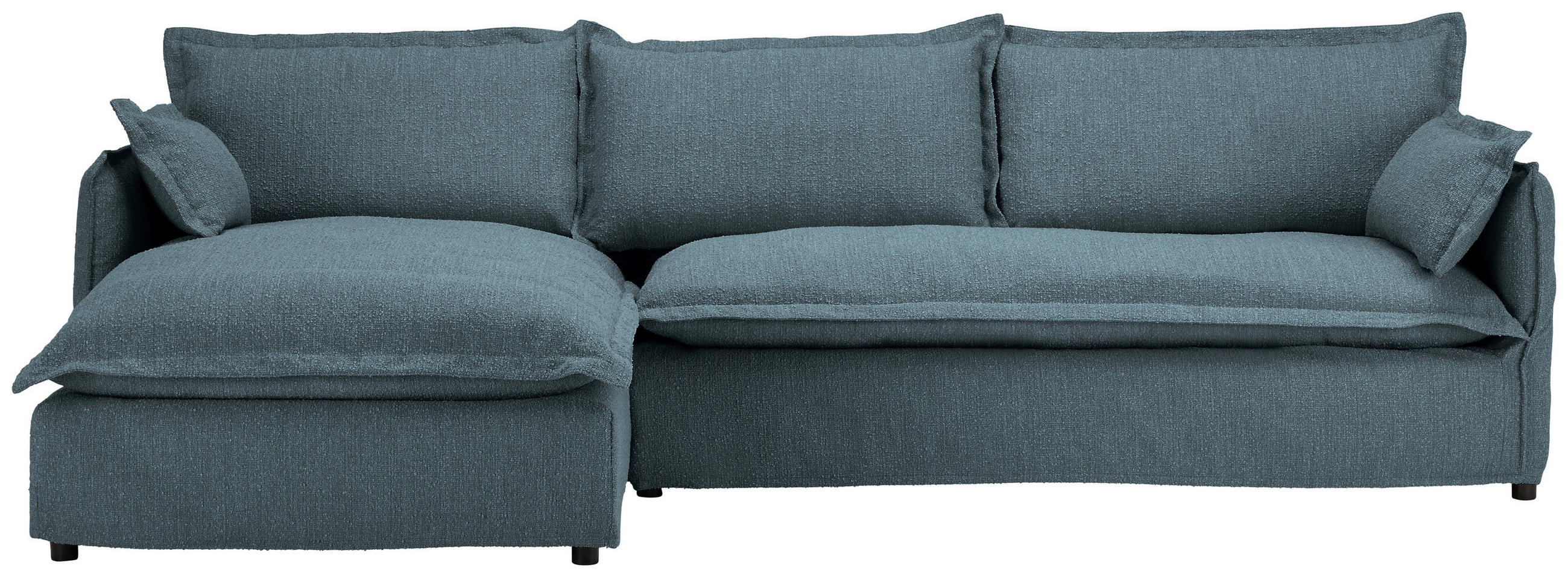 HUSSEN-ECKSOFA Blau Bouclé, Flachgewebe  - Blau/Schwarz, Trend, Textil/Metall (165/295cm) - Livetastic